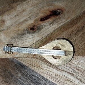 Gold and Silver Toned Miniature Mandolin Pin